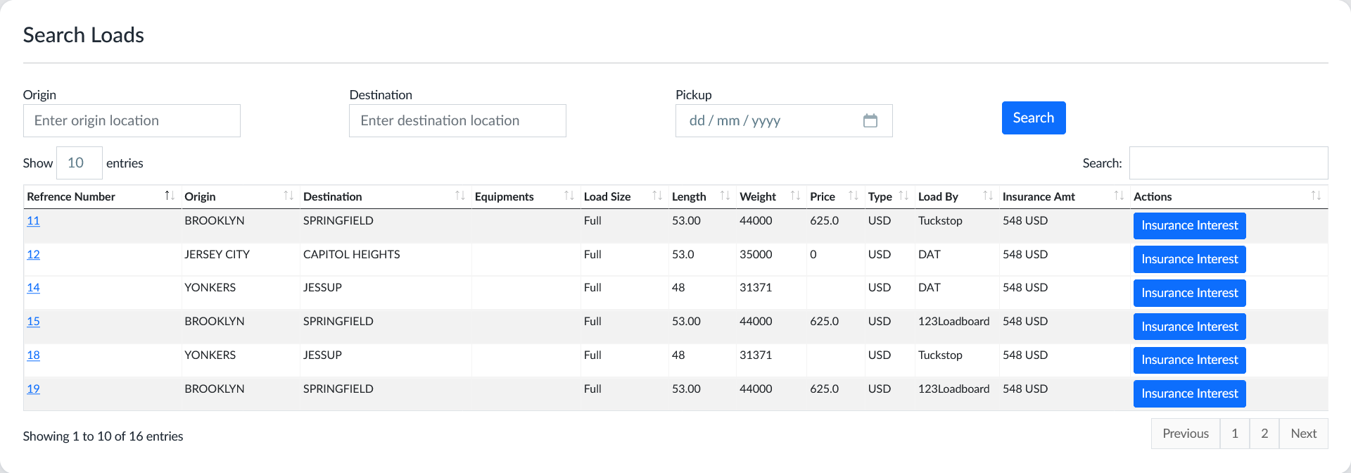 Loadboard Features